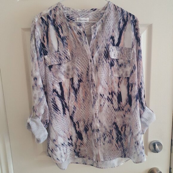 Calvin Klein Tops - Calvin Klein Snakeskin Blouse Size Large